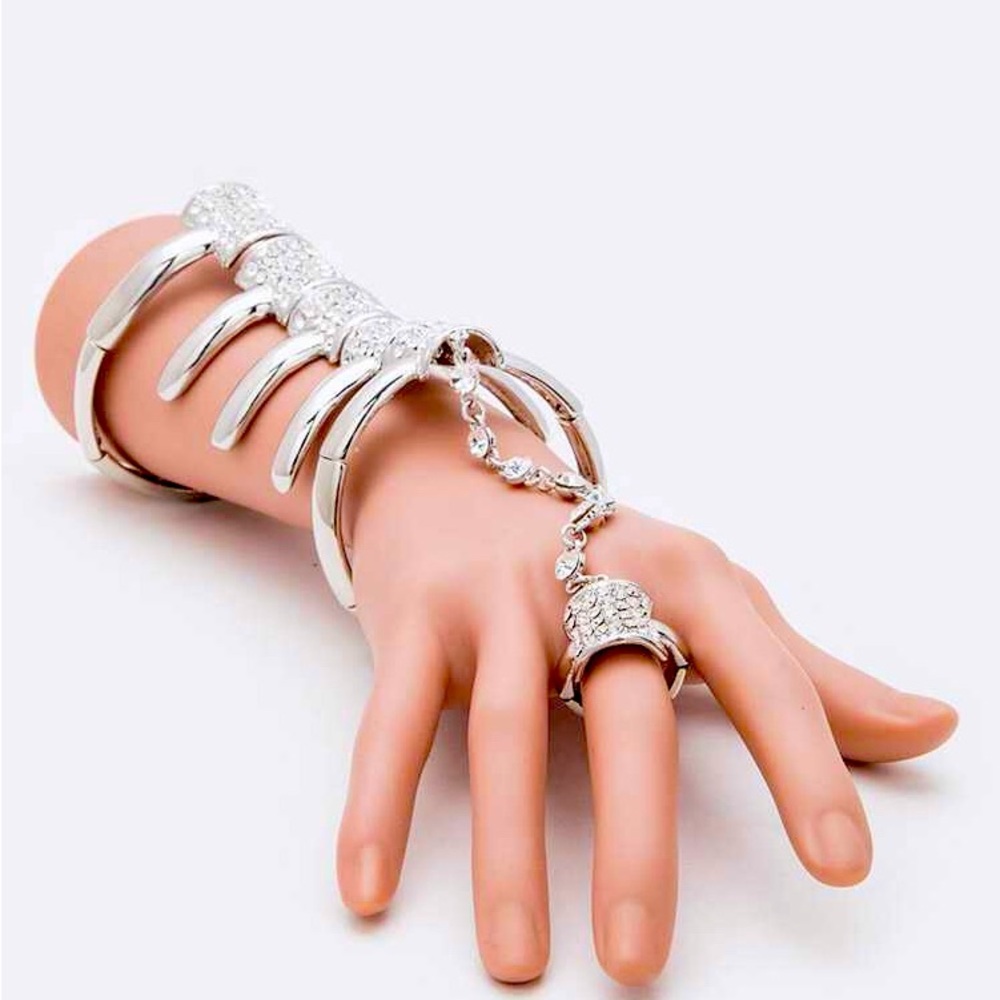 Crystal Rhinestone Elastic Spine Statement Bracelet